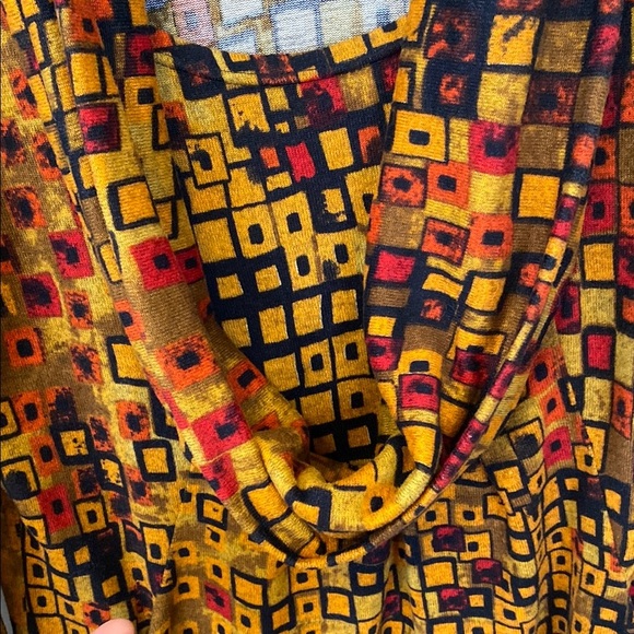 Papa Vancouver Geometric Long Tunic Cowl Neck Earthy Tones Long Sleeved Pockets - Picture 5 of 10